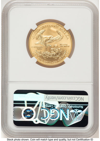 2007-W Burnished Gold Eagle 1/2 oz 0.50 oz Brown Label NGC MS70 (768896004)