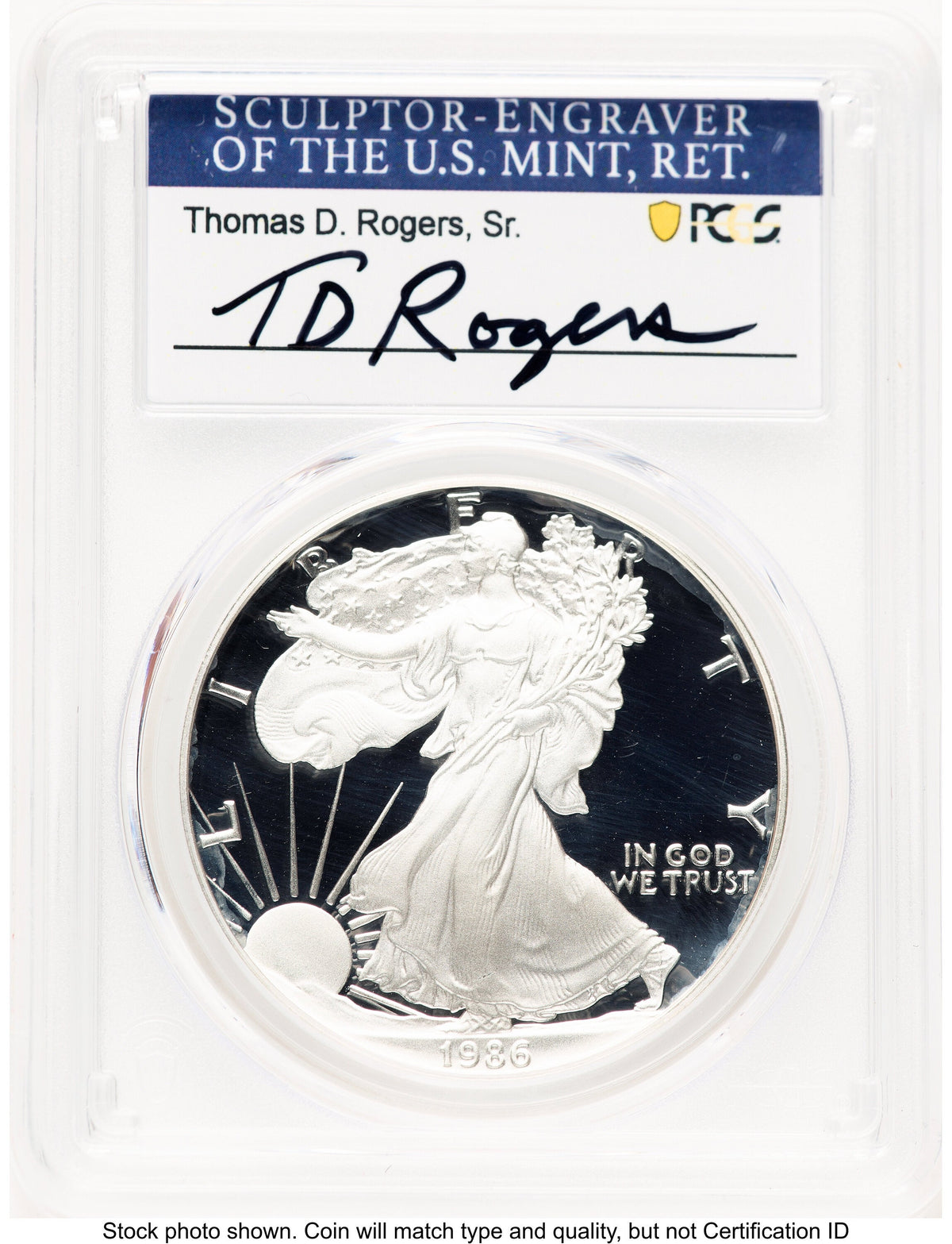 1986-S Proof Silver Eagle 1 oz TD Rogers PCGS PR70