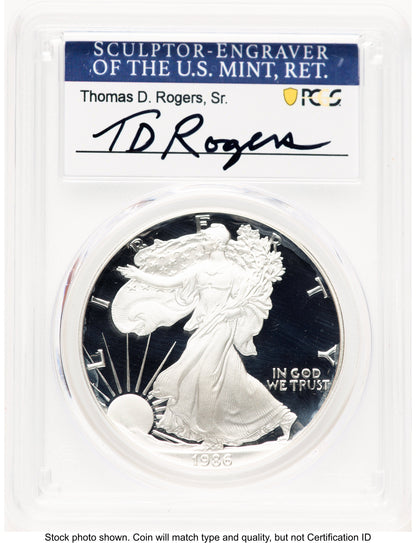1986-S Proof Silver Eagle 1 oz TD Rogers PCGS PR70