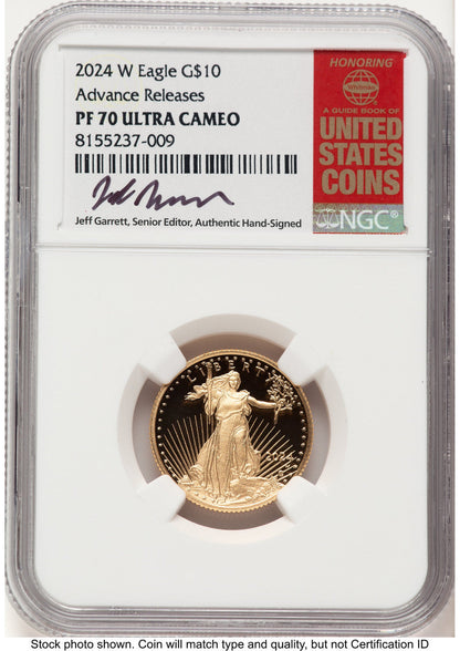 2024-W Proof Gold Eagle 1/4 oz AR Jeff Garrett Red Book NGC PF70