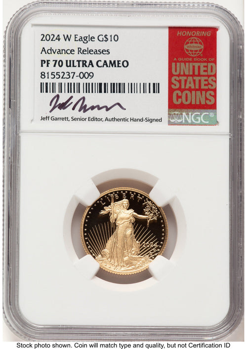 2024-W Proof Gold Eagle 1/4 oz AR Jeff Garrett Red Book NGC PF70