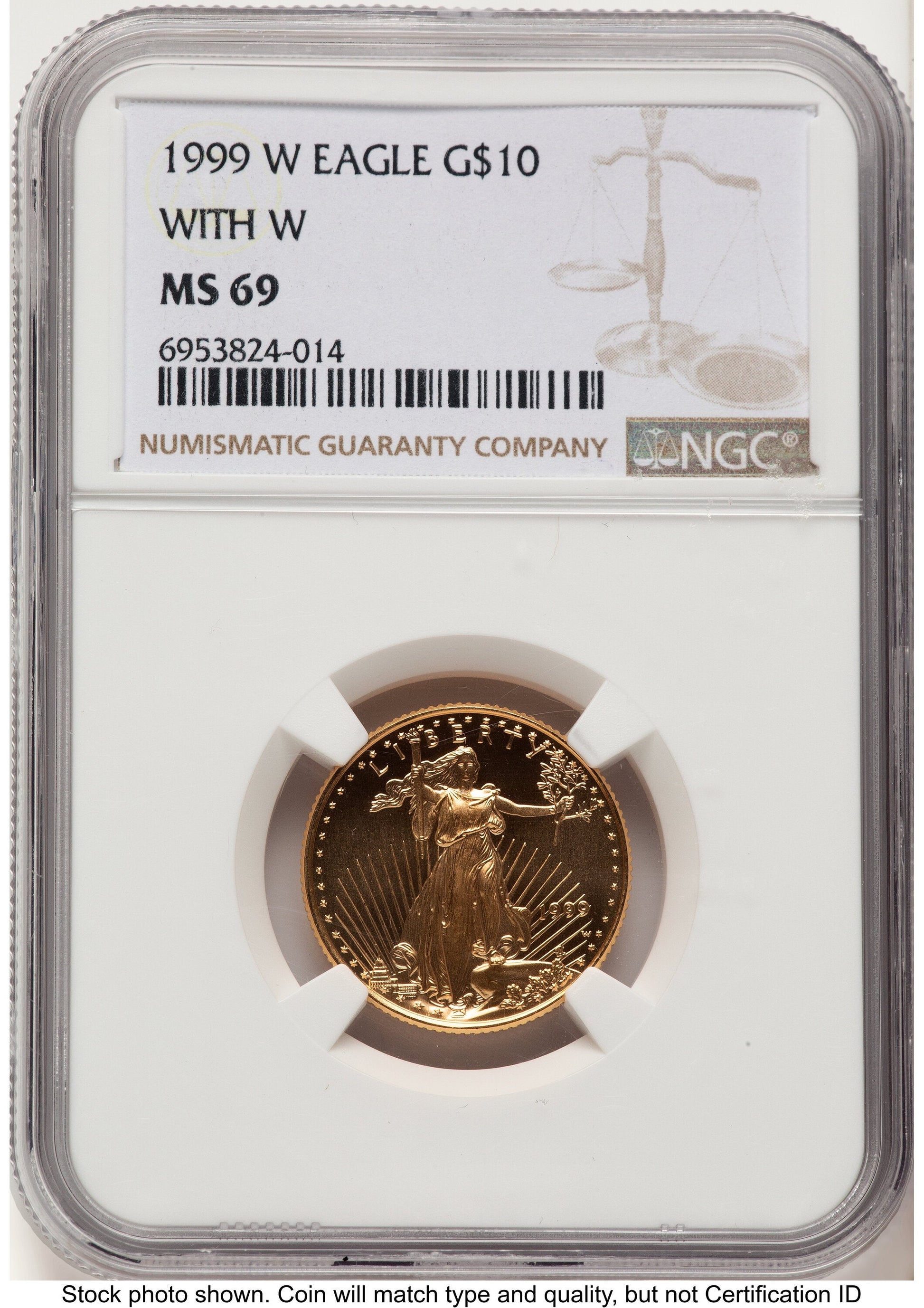 1999-W Gold Eagle 1/4 oz Unfinished Proof Dies Brown Label NGC PF69
