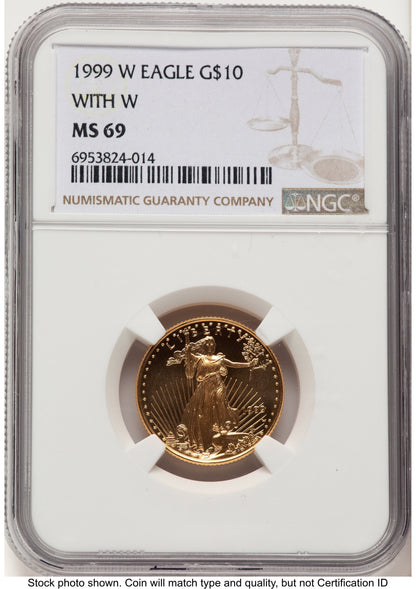 1999-W Gold Eagle 1/4 oz Unfinished Proof Dies Brown Label NGC PF69