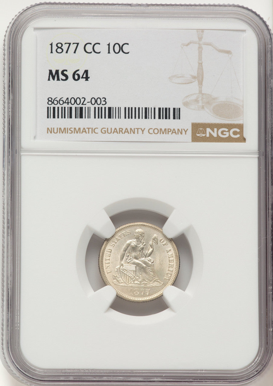 1877-CC 10C Seated Dime NGC MS64