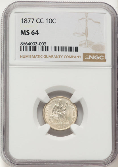 1877-CC 10C Seated Dime NGC MS64