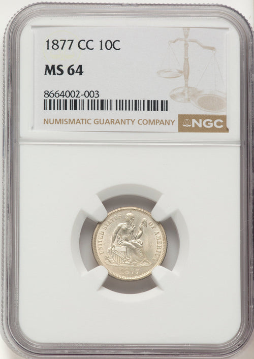 1877-CC 10C Seated Dime NGC MS64