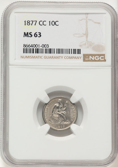 1877-CC 10C Seated Dime NGC MS63