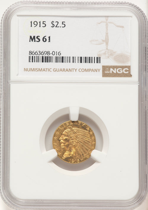 1915 $2.50 Indian Quarter Eagle NGC MS61