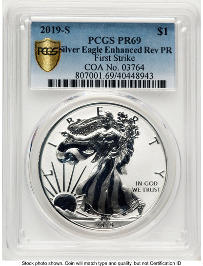 2019-S Enhanced Reverse Proof Silver Eagle 1 oz FS Blue Gradient PCGS PR69