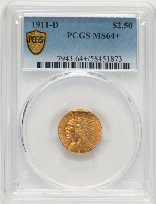 1911-D $2.50 Indian Quarter Eagle PCGS MS64+