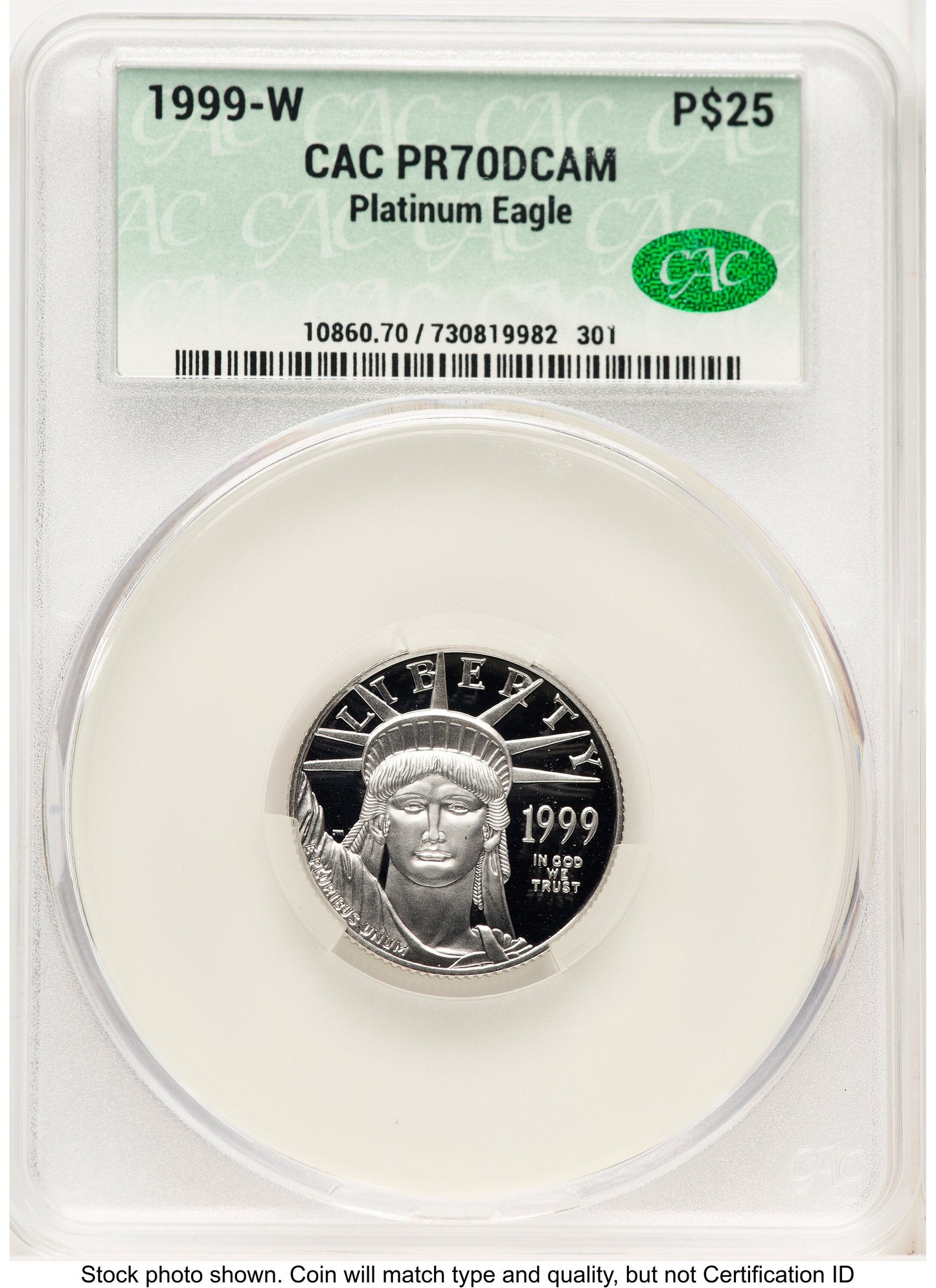1999-W Proof Platinum Eagle 1/4 oz Non Designation CACG PR70