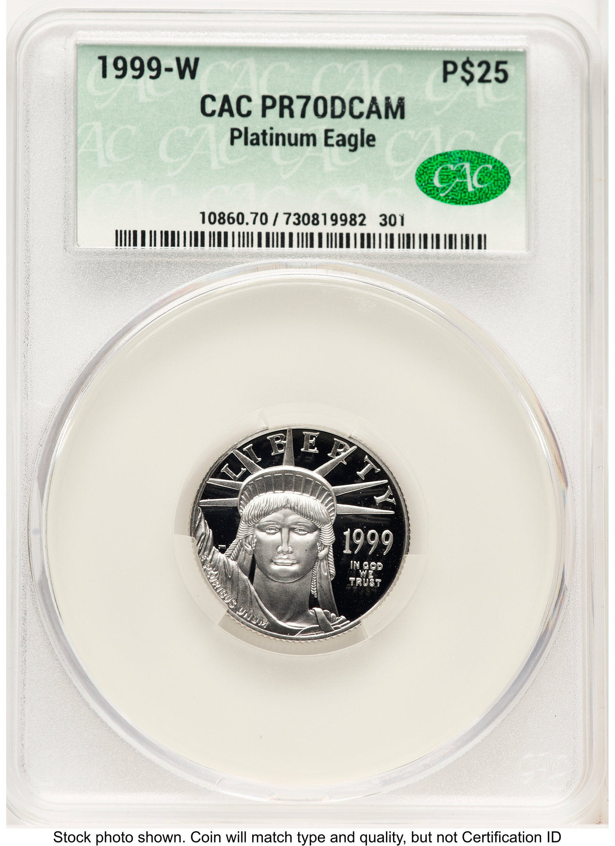 1999-W Proof Platinum Eagle 1/4 oz Non Designation CACG PR70