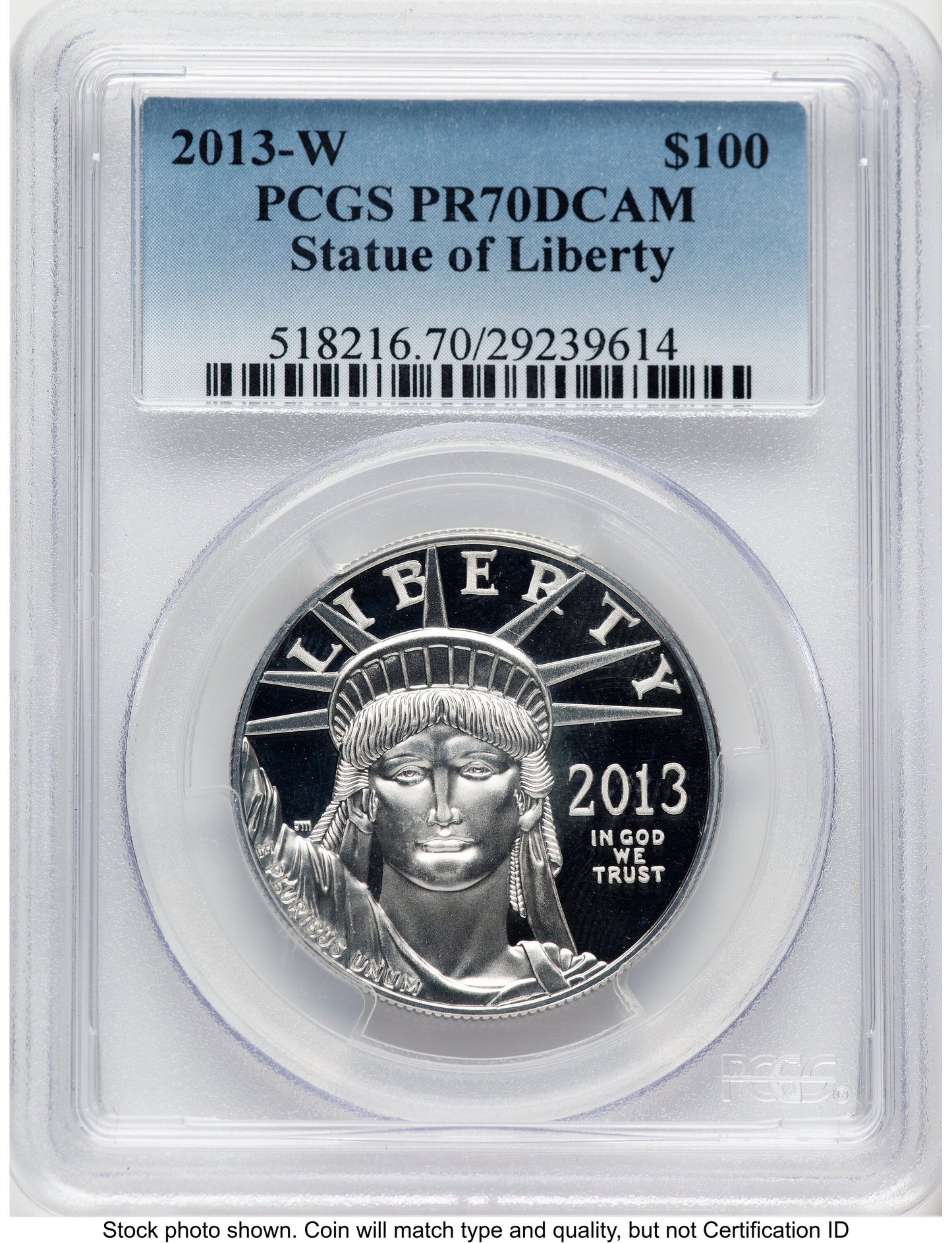 2013-W Proof Platinum Eagle 1 oz Blue Gradient PCGS PR70