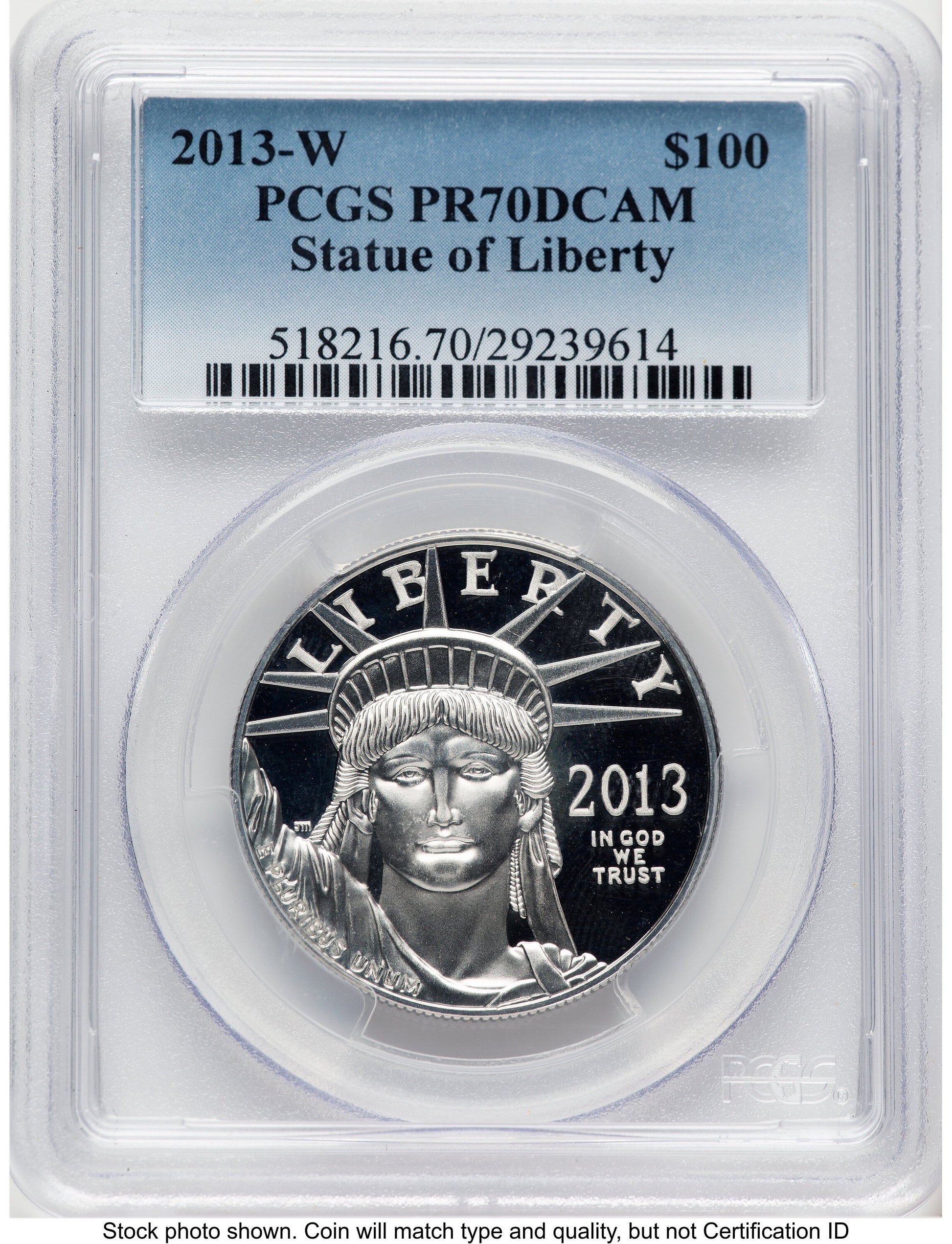 2013-W Proof Platinum Eagle 1 oz Blue Gradient PCGS PR70