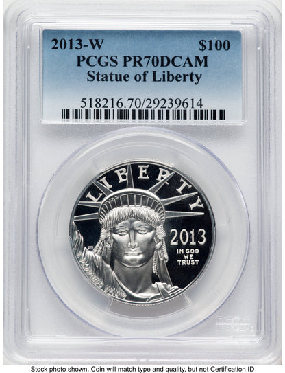 2013-W Proof Platinum Eagle 1 oz Blue Gradient PCGS PR70
