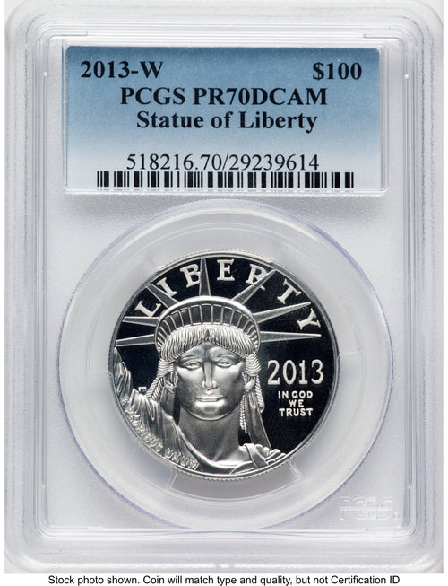 2013-W Proof Platinum Eagle 1 oz Blue Gradient PCGS PR70