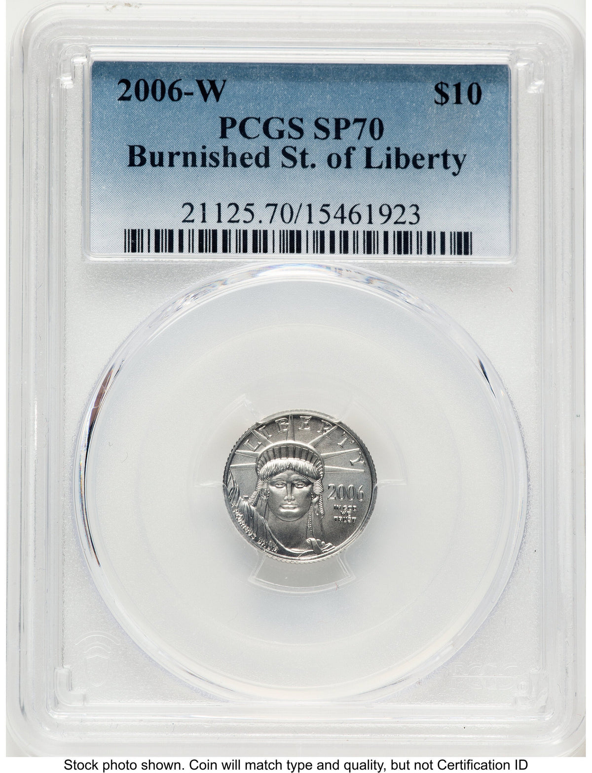 2006-W Burnished Platinum Eagle 1/10 oz Blue Gradient PCGS MS70