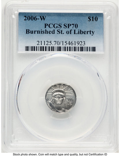 2006-W Burnished Platinum Eagle 1/10 oz Blue Gradient PCGS MS70