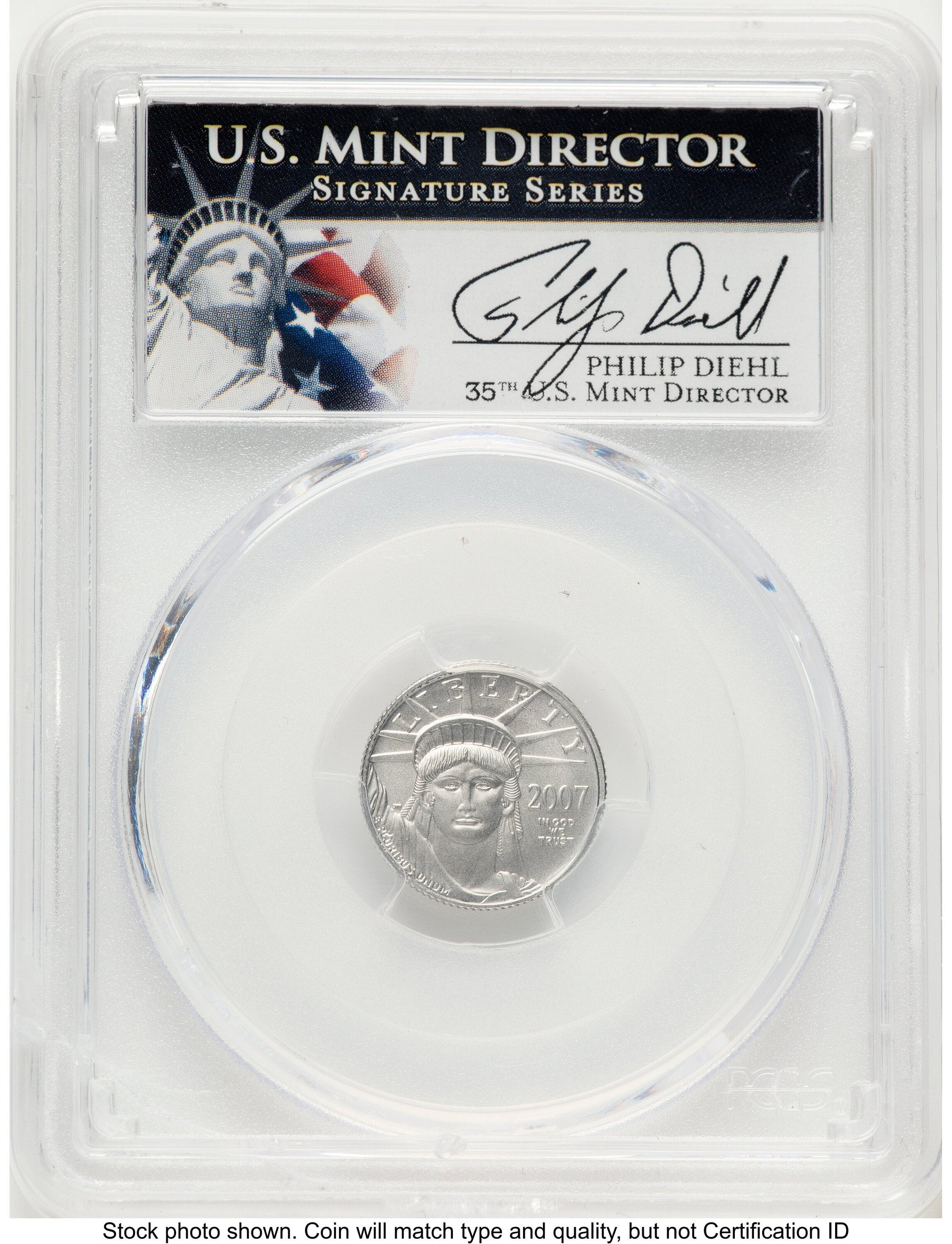 2007-W Burnished Platinum Eagle 1/10 oz Philip Diehl PCGS MS70