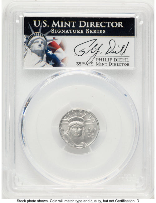 2007-W Burnished Platinum Eagle 1/10 oz Philip Diehl PCGS MS70