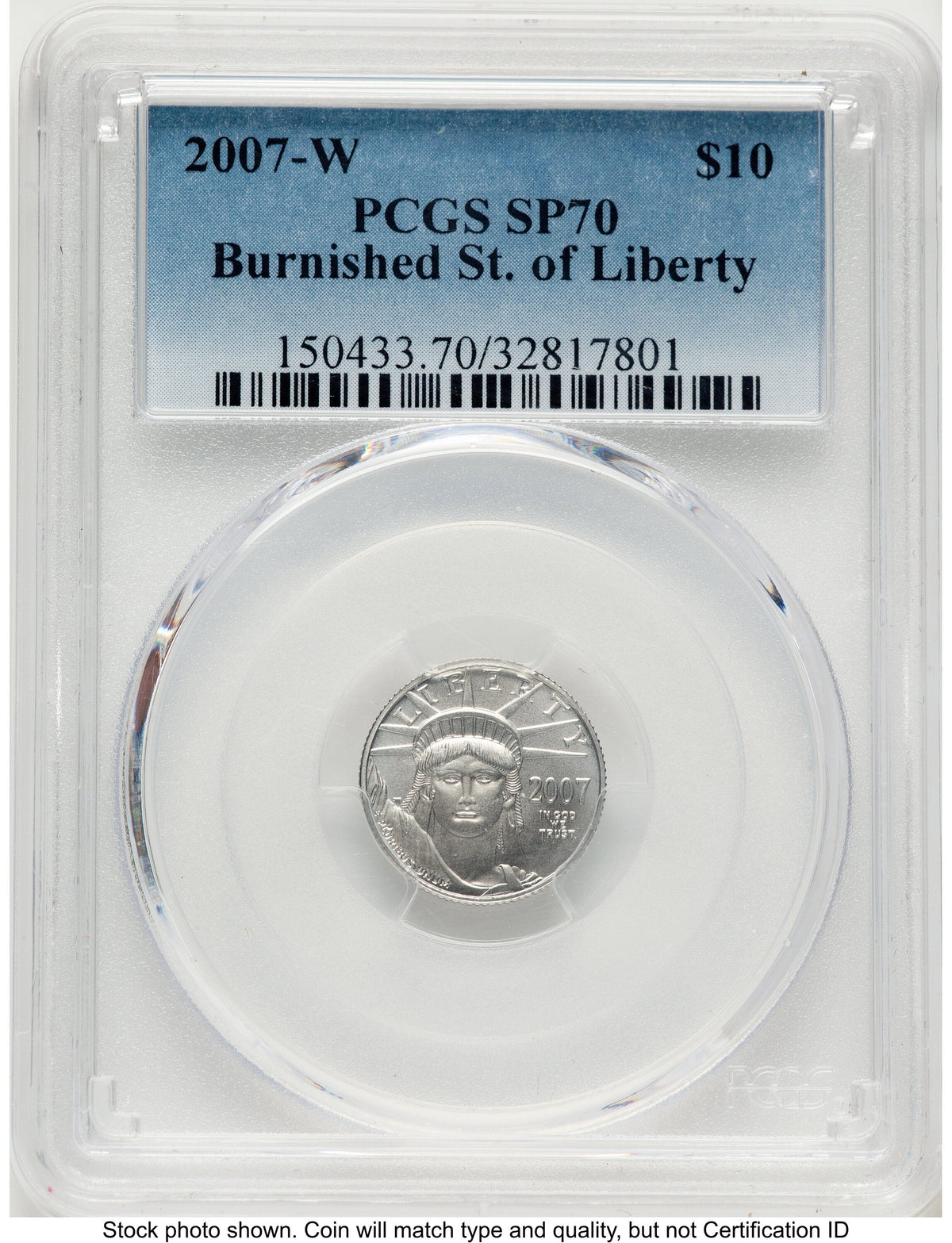 2007-W Burnished Platinum Eagle 1/10 oz Blue Gradient PCGS MS70