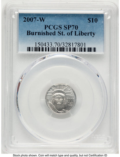 2007-W Burnished Platinum Eagle 1/10 oz Blue Gradient PCGS MS70