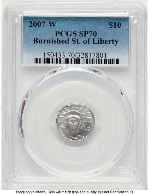 2007-W Burnished Platinum Eagle 1/10 oz Blue Gradient PCGS MS70