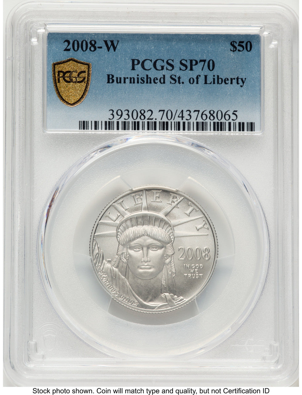 2008-W Burnished Platinum Eagle 1/2 oz Blue Gradient PCGS MS70
