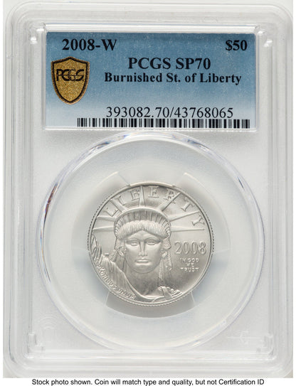 2008-W Burnished Platinum Eagle 1/2 oz Blue Gradient PCGS MS70