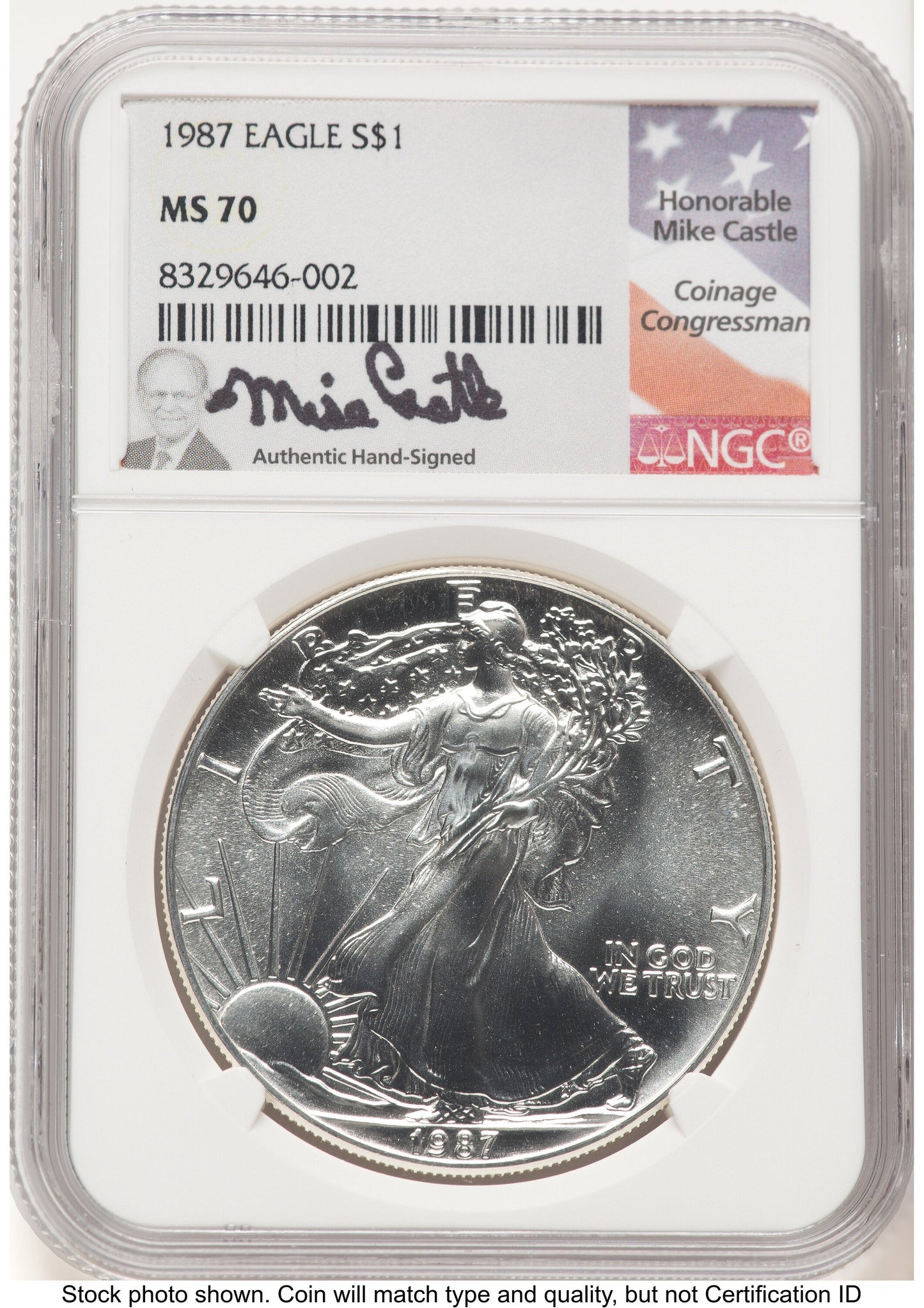 1987 Silver Eagle Mike Castle NGC MS70