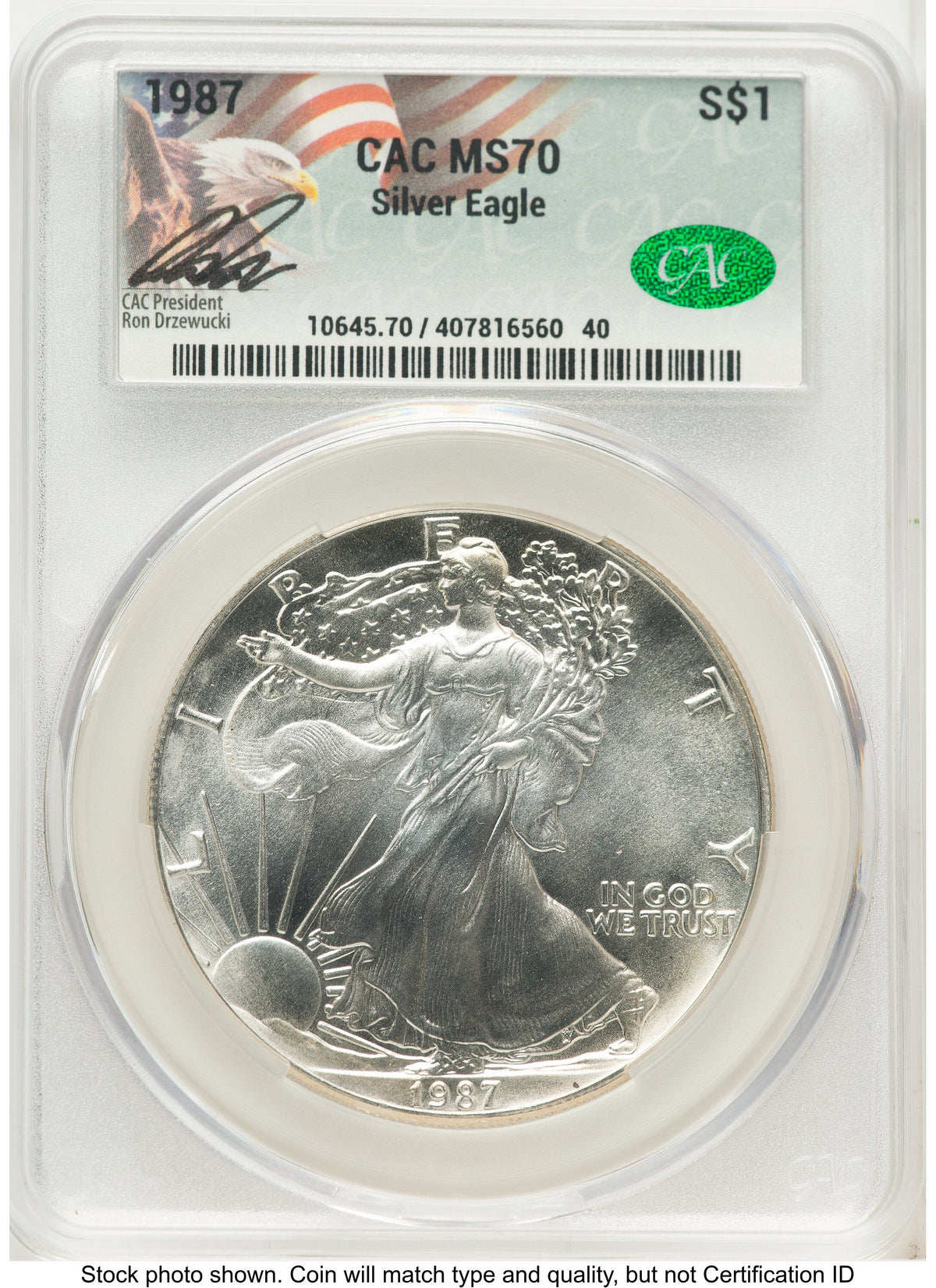 1987 Silver Eagle Ron Drzewucki CACG MS70