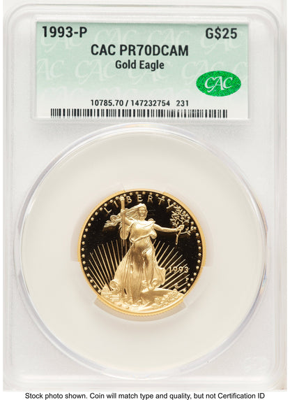 1993-P Proof Gold Eagle 1/2 oz Non Designation CACG PR70