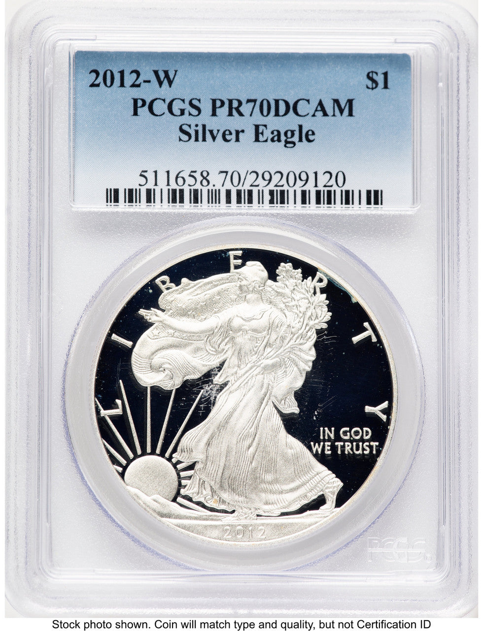 2012-W Proof Silver Eagle 1 oz Blue Gradient PCGS PR70 (771259010)