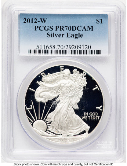 2012-W Proof Silver Eagle 1 oz Blue Gradient PCGS PR70 (771259010)