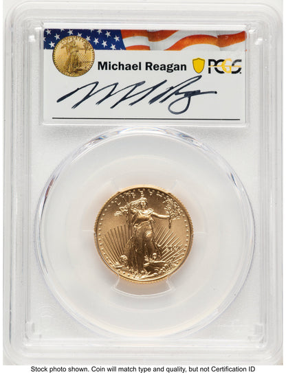 2021-W TY2 Gold Eagle 1/4 oz Unfinished Proof Dies Reagan Legacy Series Michael Reagan PCGS PR70