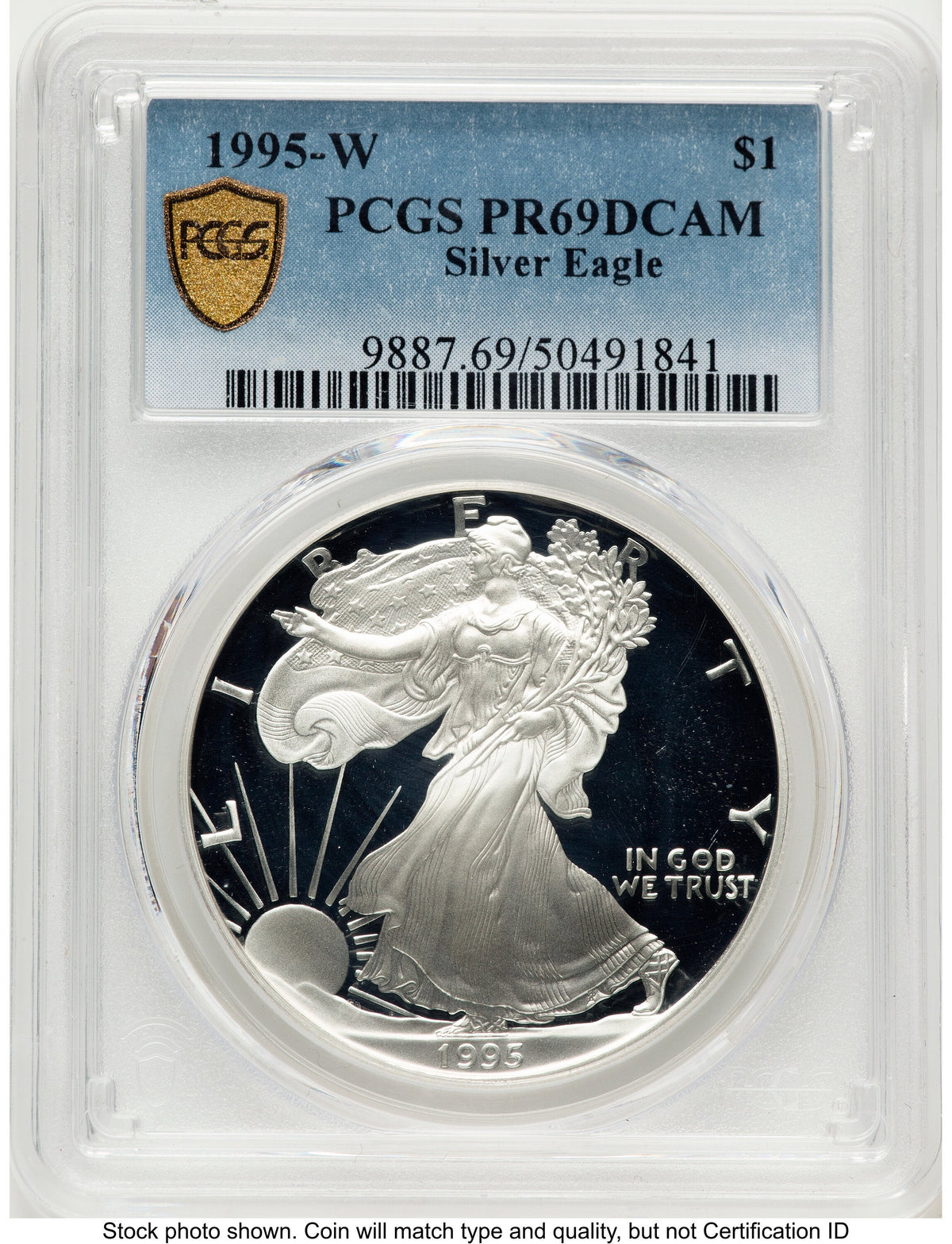 1995-W Proof Silver Eagle 1 oz Blue Gradient PCGS PR69