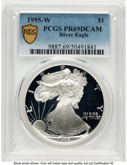 1995-W Proof Silver Eagle 1 oz Blue Gradient PCGS PR69