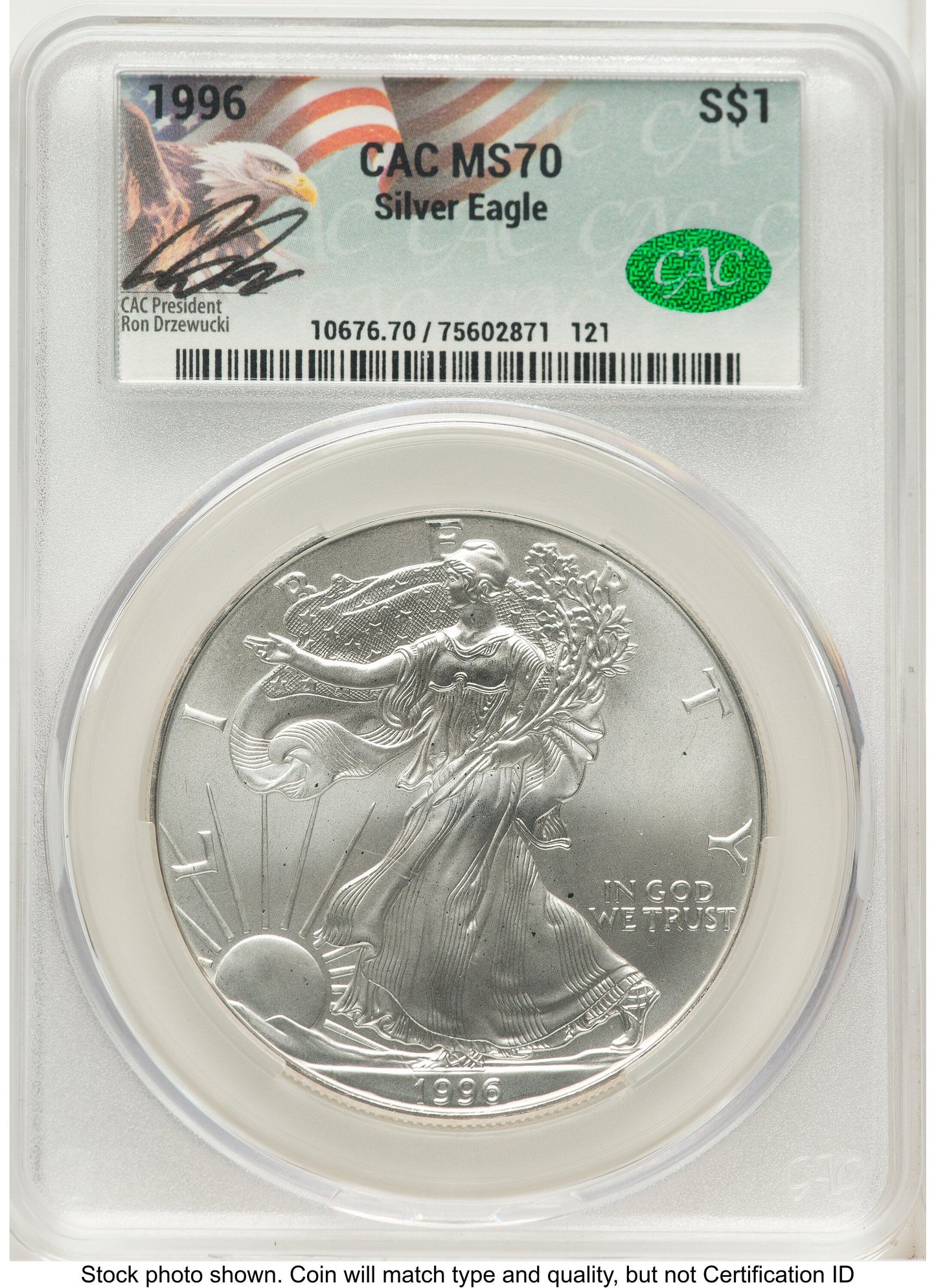1996 Silver Eagle Ron Drzewucki CACG MS70