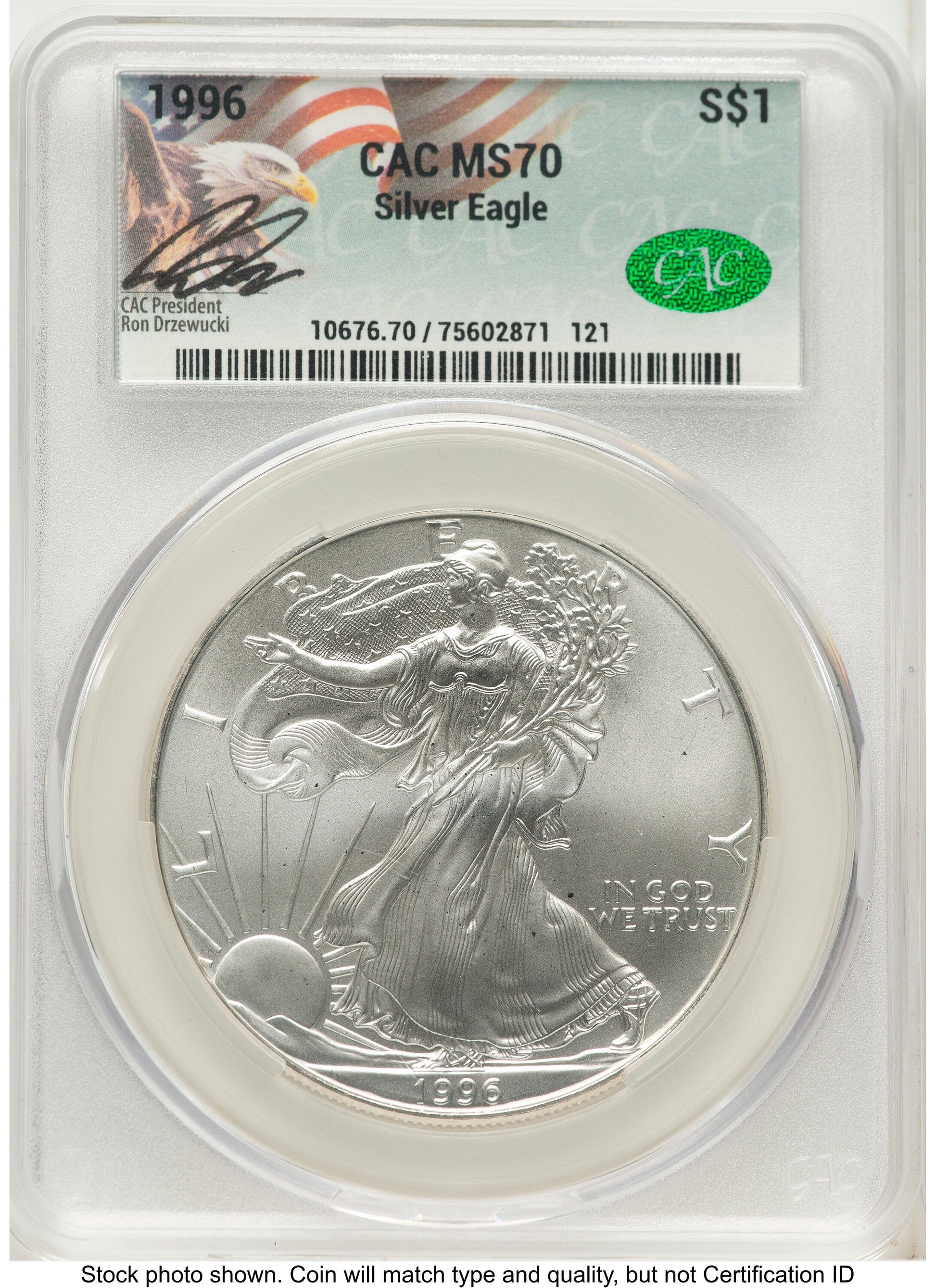 1996 Silver Eagle Ron Drzewucki CACG MS70