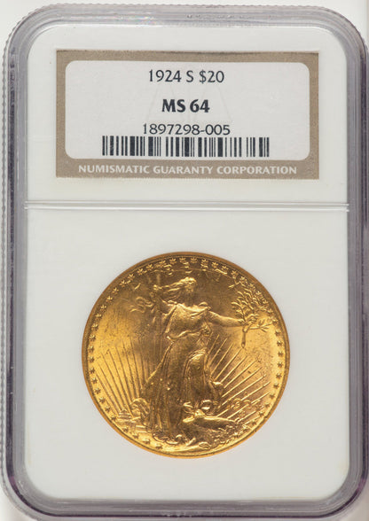1924-S $20 Saint-Gaudens Double Eagle NGC MS64