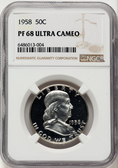 1958 50C Proof Franklin Half Dollar NGC PR68