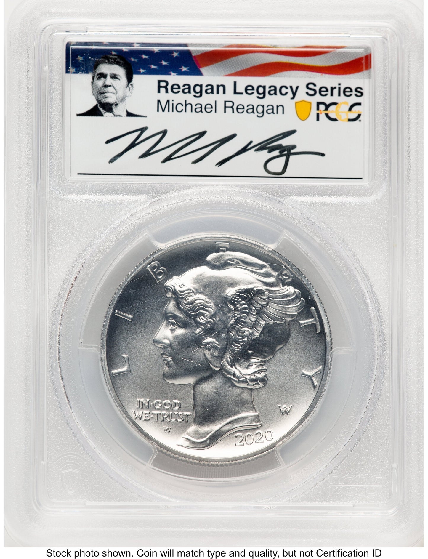 2020-W Palladium Eagle 1 oz Burnished FS Reagan Legacy Series Michael Reagan Picture PCGS MS70