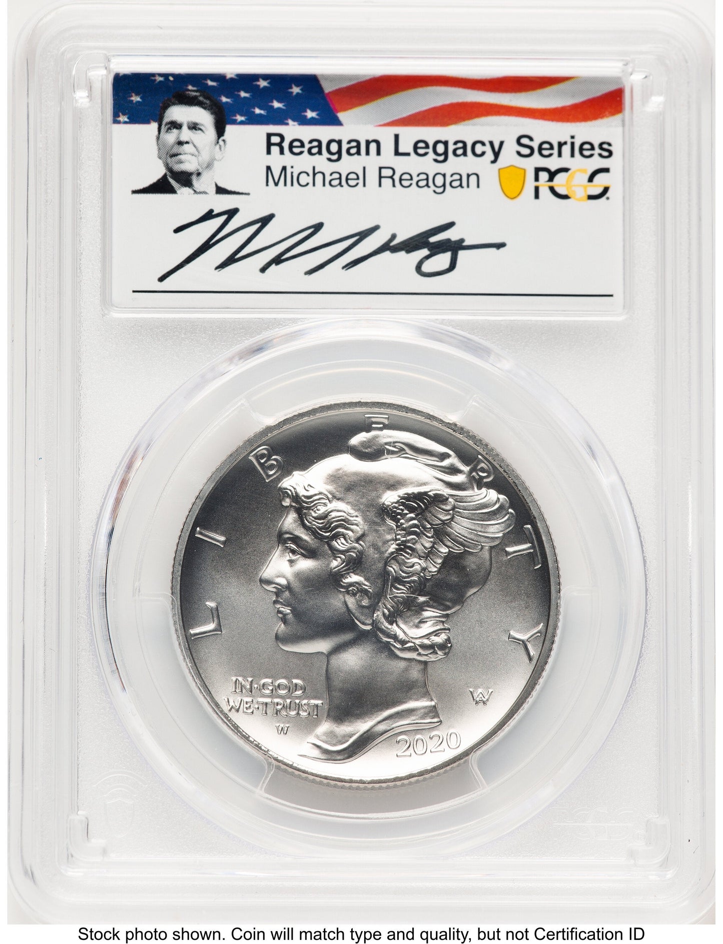 2020-W Palladium Eagle 1 oz Burnished Reagan Legacy Series Michael Reagan Picture PCGS MS70