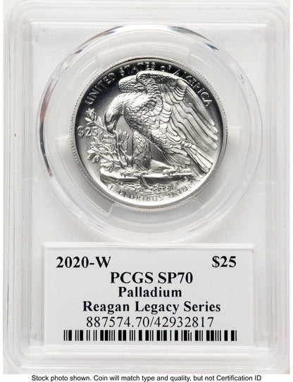 2020-W Palladium Eagle 1 oz Burnished Reagan Legacy Series Michael Reagan PCGS MS70