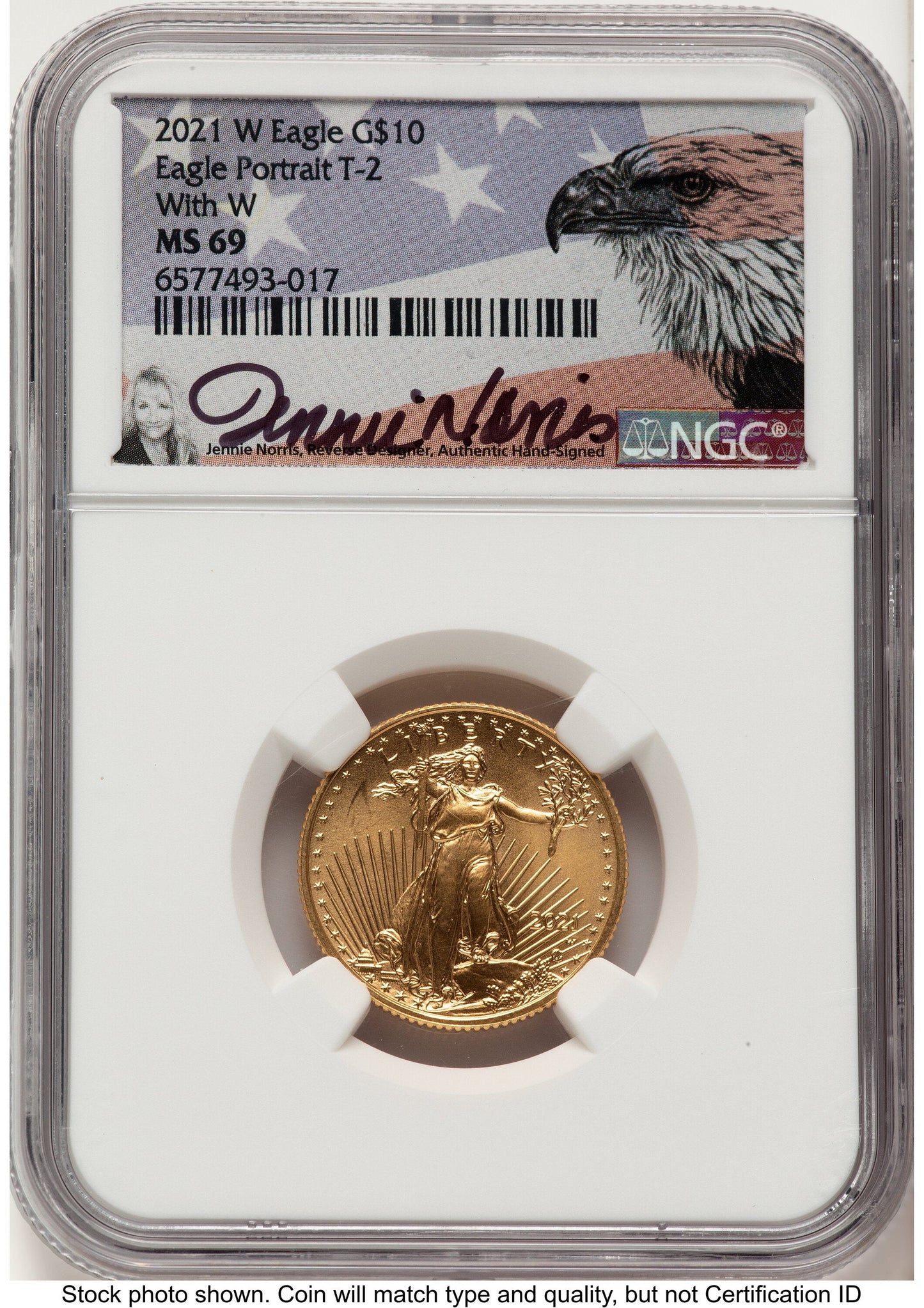 2021-W TY2 Gold Eagle 1/4 oz Unfinished Proof Dies Jennie Eagle Flag NGC PF69 Norris
