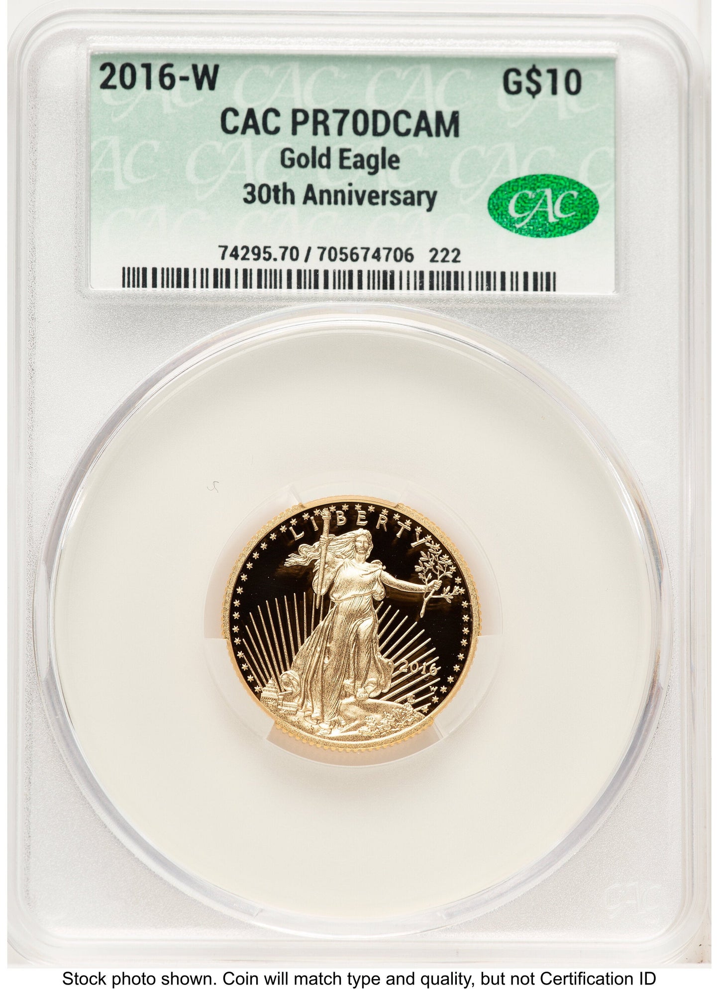 2016-W Proof Gold Eagle 1/4 oz Non Designation CACG PR70