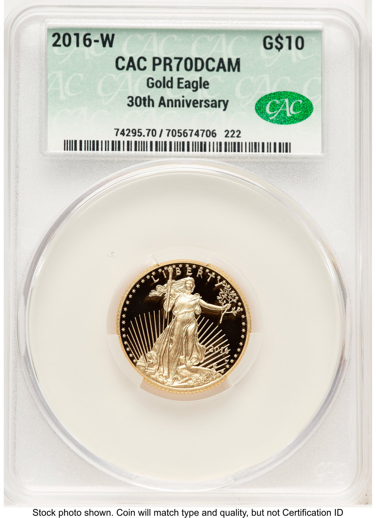 2016-W Proof Gold Eagle 1/4 oz Non Designation CACG PR70