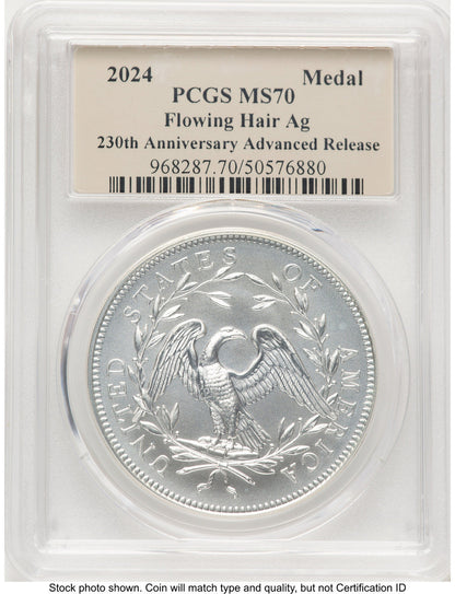 2024-(P) Silver 230th Anniversary Flowing Hair Medal AR Thomas Cleveland Art Deco Modern Commemoratives PCGS MS70 (772852082)