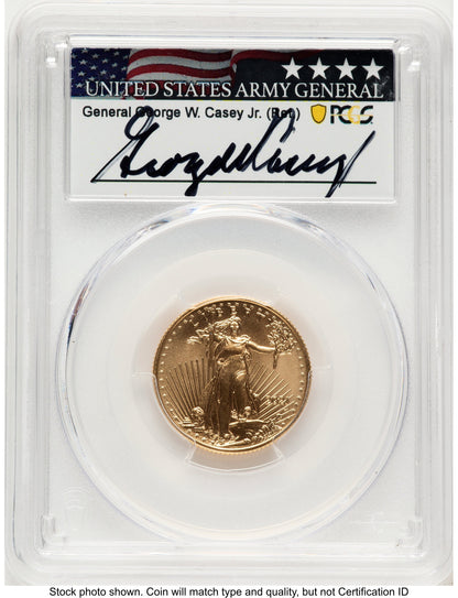 2021-W TY2 Gold Eagle 1/4 oz Unfinished Proof Dies George Casey PCGS PR70