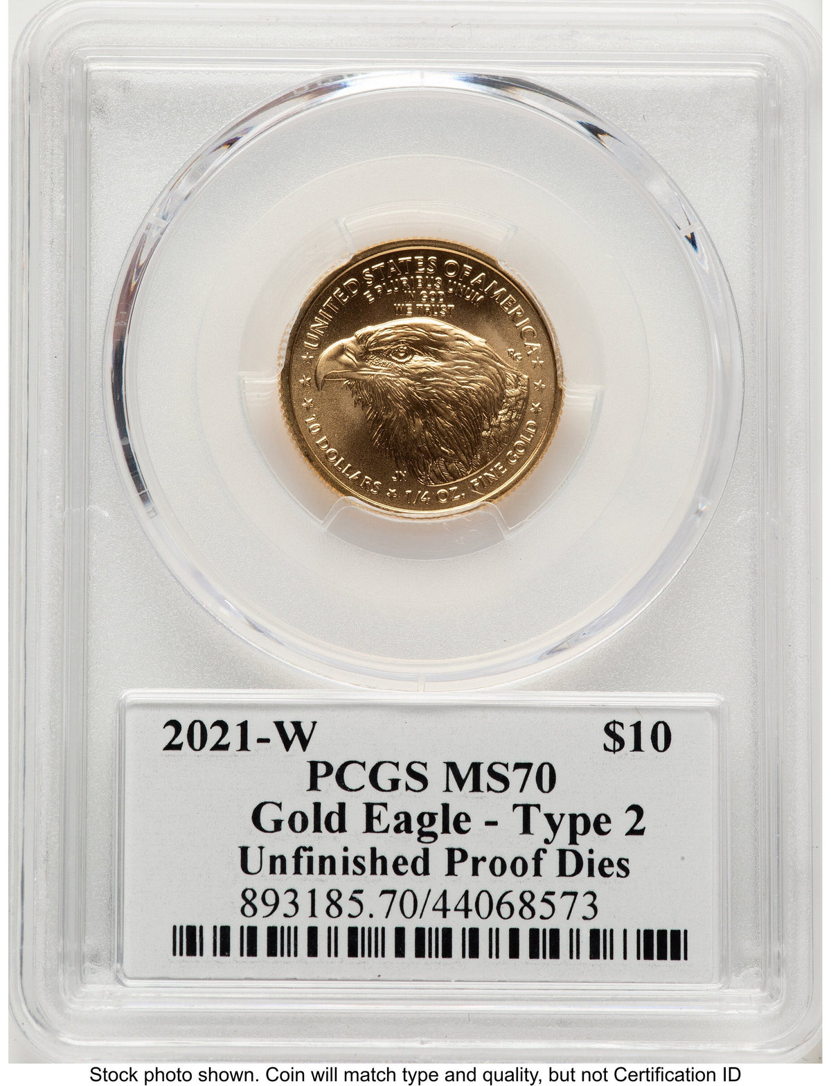 2021-W TY2 Gold Eagle 1/4 oz Unfinished Proof Dies George Casey PCGS PR70